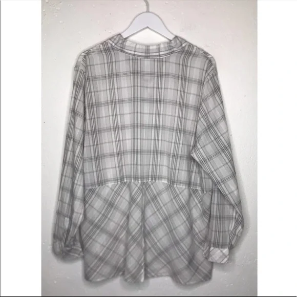 J Jill Plaid Top Cotton Button Up Shirt Collar Lightweight Plus Size 2X - Picture 3 of 6